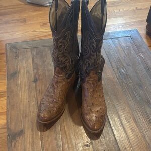 Tony Lama Two-Tone Ostrich Cowboy Boots